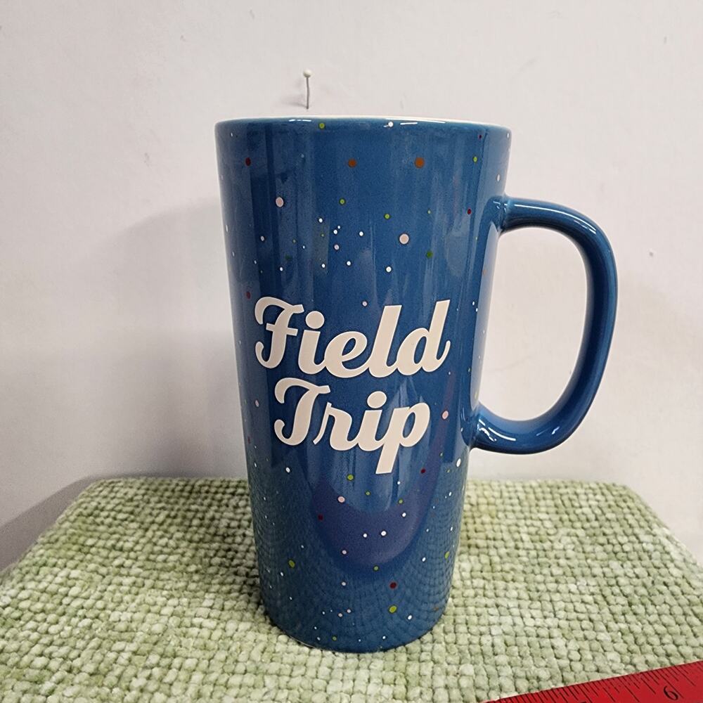Caribou Coffee Field Trip Mug Blue Speckled 18oz Tall Latte Mug 2023